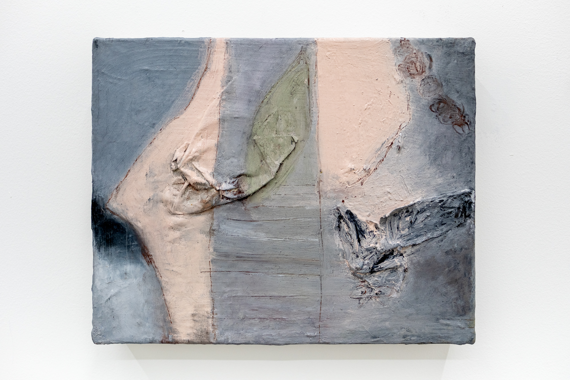 Mattea Perrotta<br>
<i>Laundry Hanging</i>, (2025)<br>
Mixed media on canvas.<br>
24 x 30 cm (9.5 x 11.75 in) 